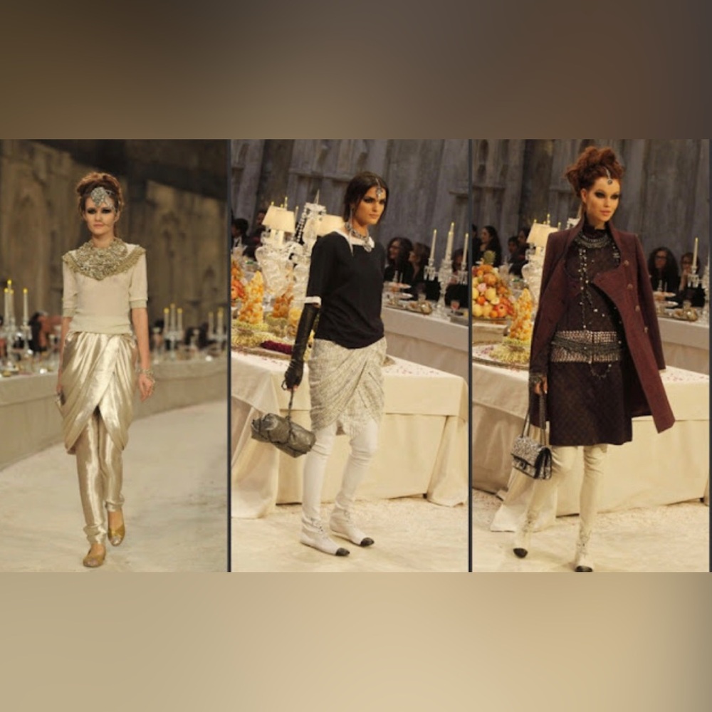 ❌SOLD EBAY❌Chanel 2012 Metiers D’art Paris Bombay Black Draped Silk SkirtFr44